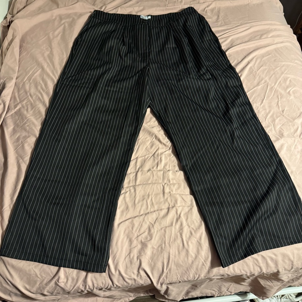 Princess Polly Black Pinstripe Trousers
